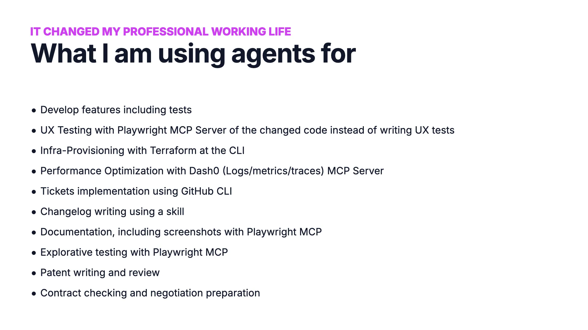 Slide 13 : cas d'usage de l'agentic coding