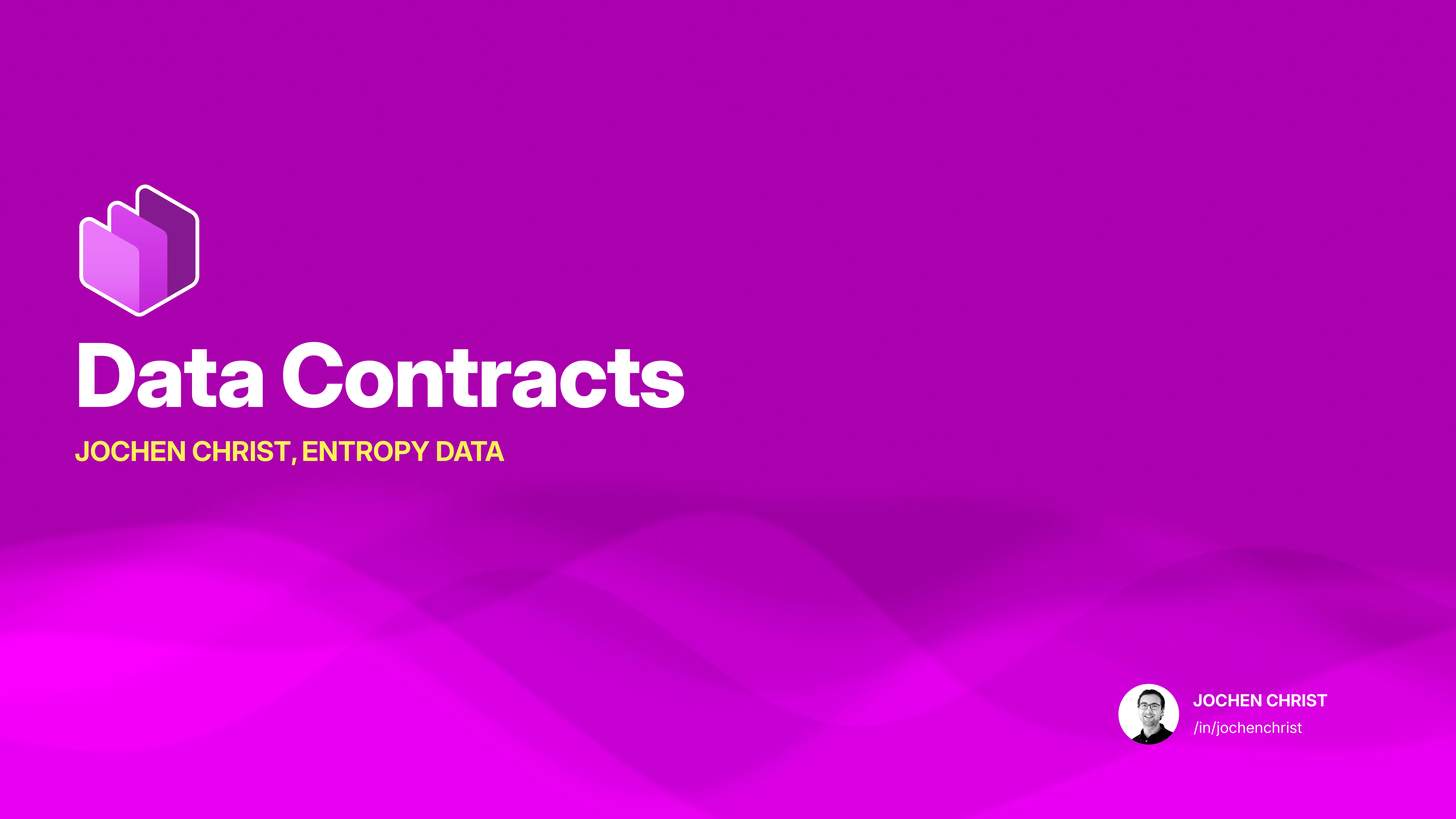 Diapositiva de título de la charla sobre Data Contracts