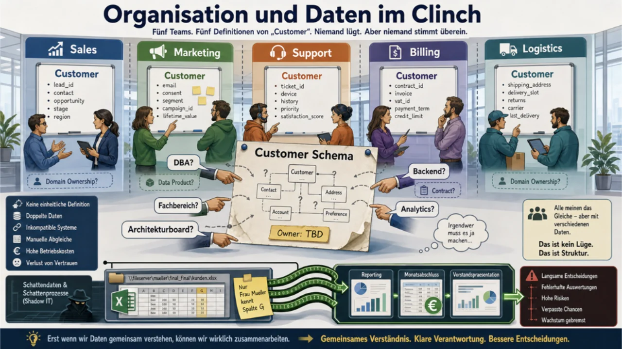 Sales, Marketing, Finance, Billing, Logistik streiten alle um dasselbe Customer-Schema