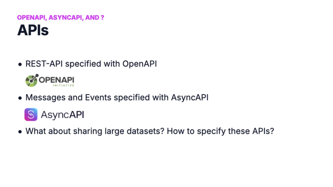 OpenAPI für REST, AsyncAPI für Messages -- und Daten?
