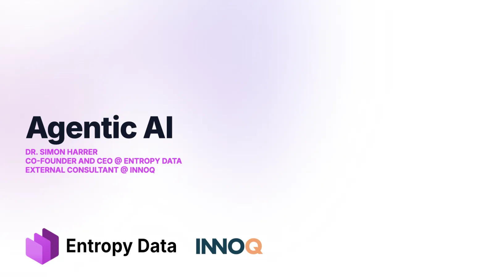 Titelfolie der Keynote Agentic AI von Dr. Simon Harrer beim Software Architecture Summit Berlin 2026
