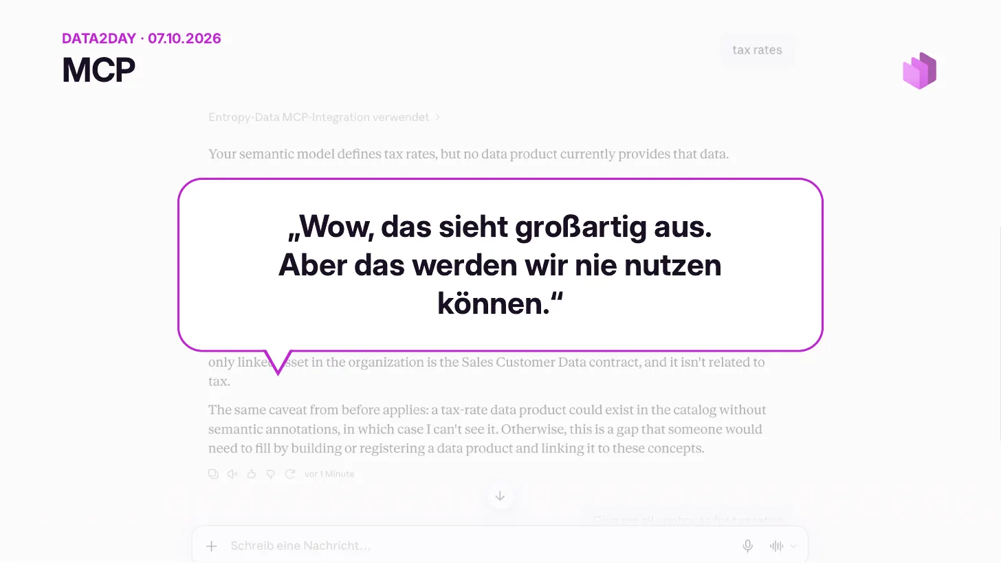Sprechblase über einem unscharfen Chat-Screenshot: Wow, das sieht super aus. Aber nutzen werden wir das nie.